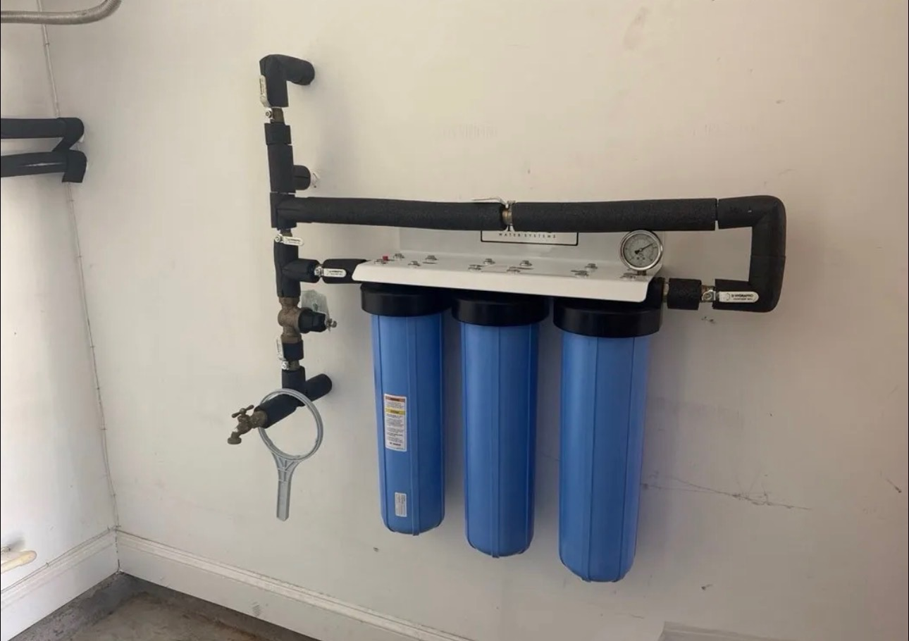 Whole house water filtration system professionally installed