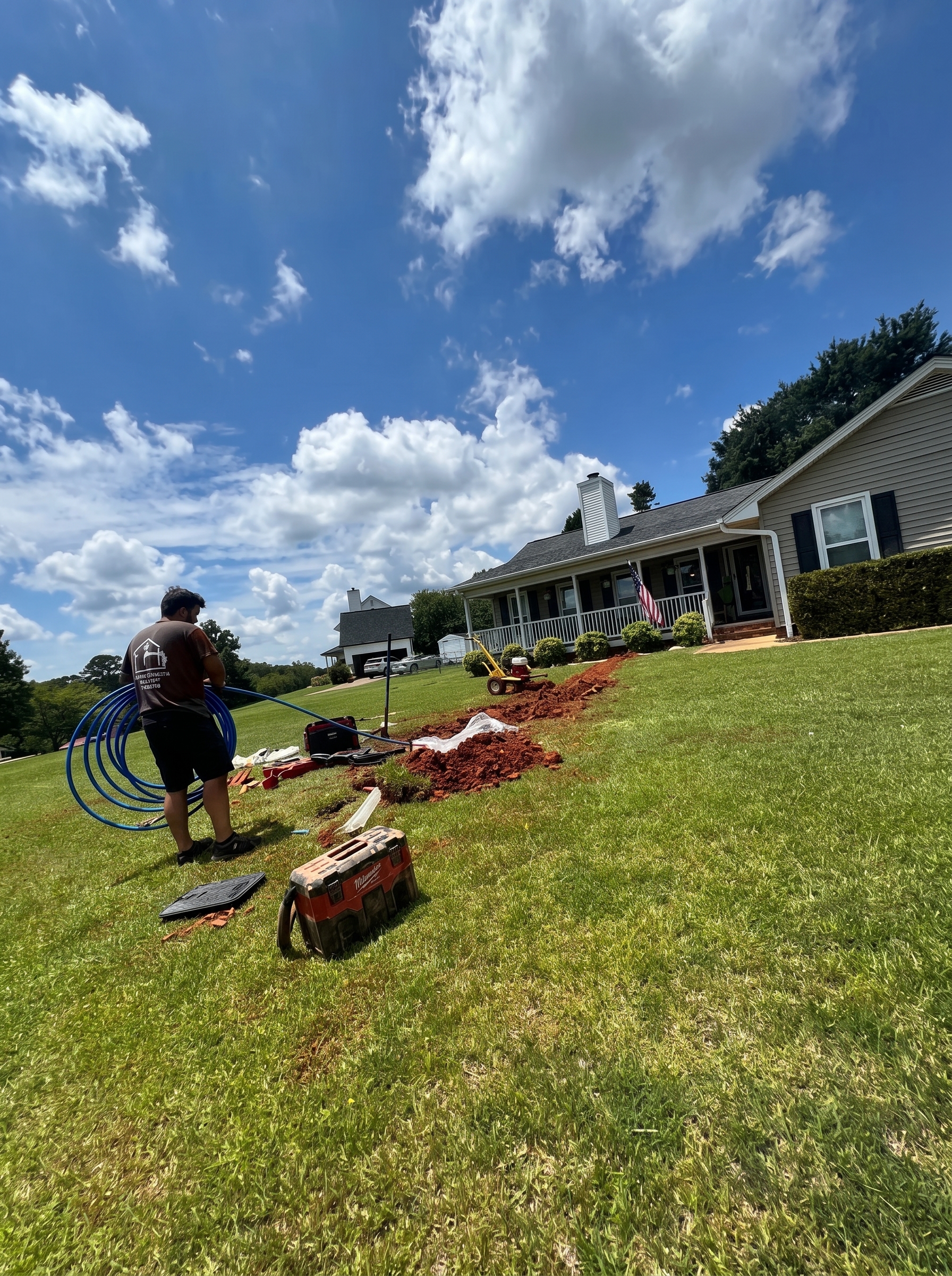 Professional plumber working on copper supply lines