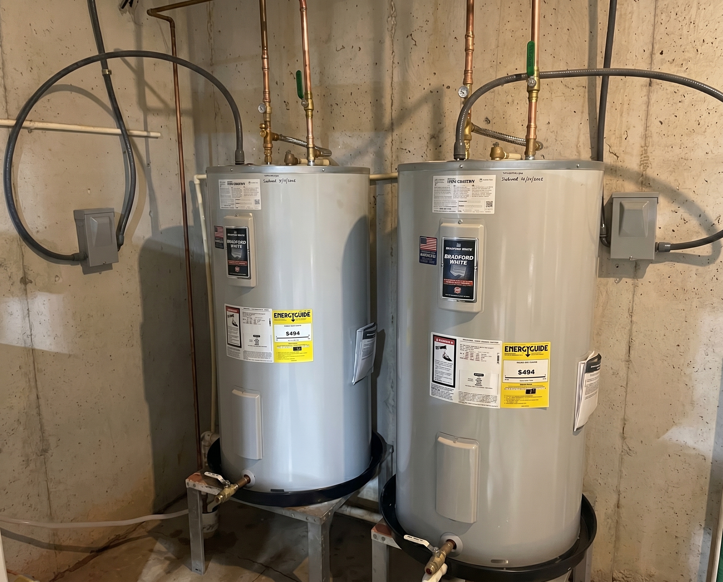 New electric water heater installation